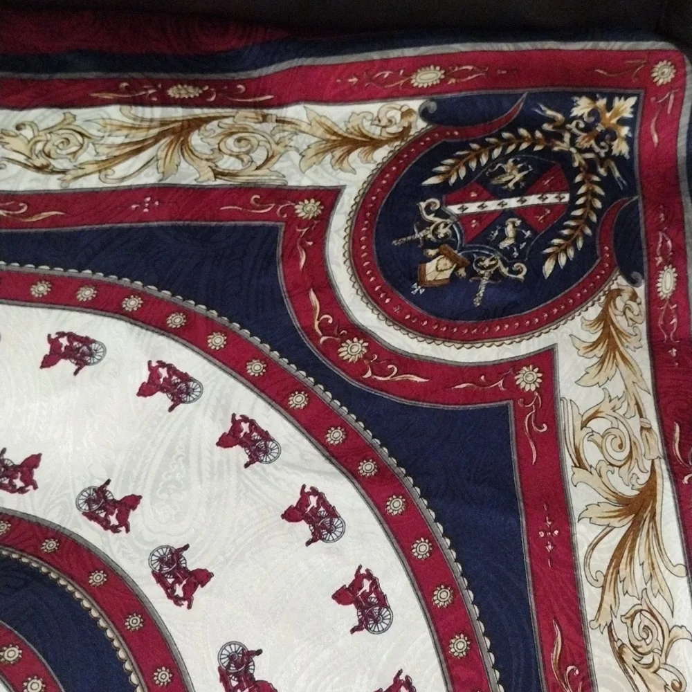 Elegant Red and Blue Patterned Scarf
